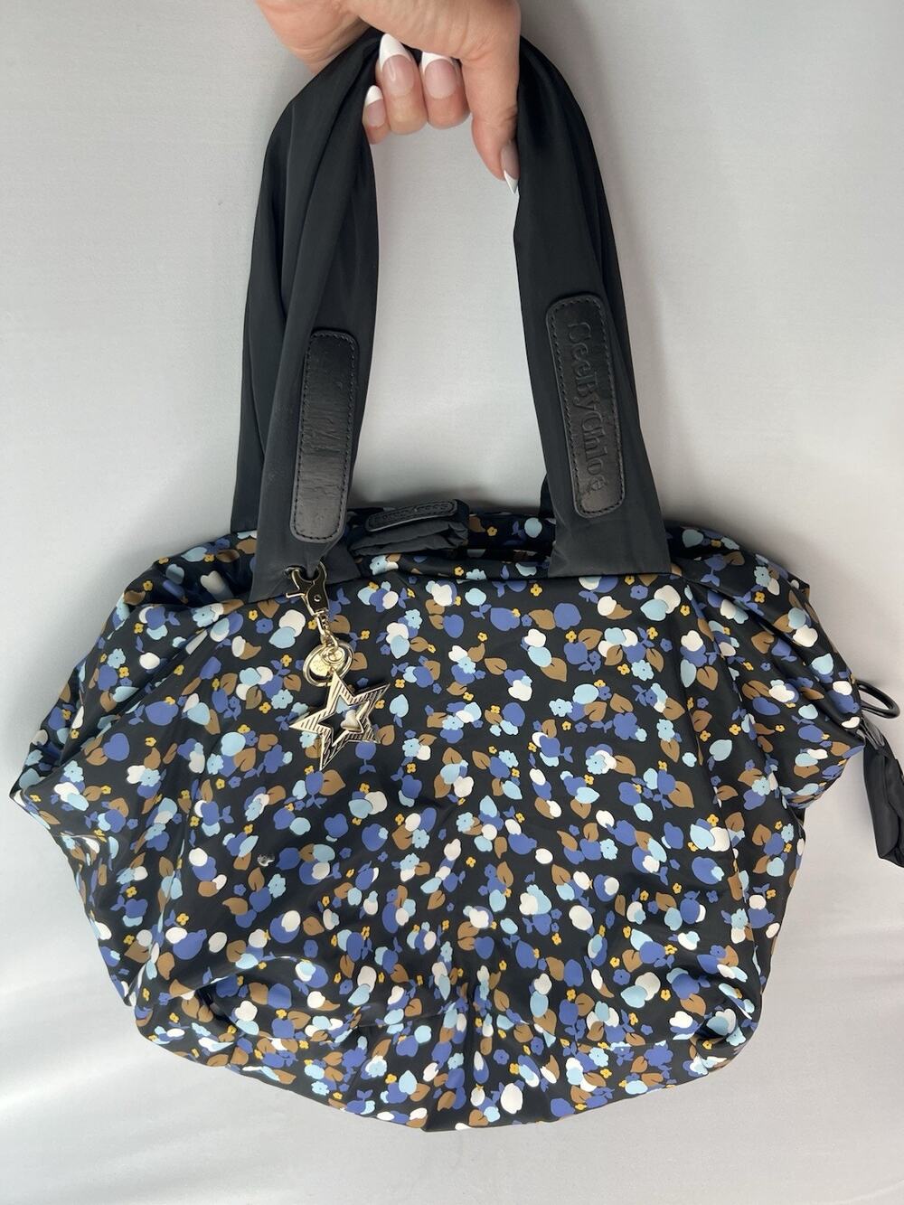 See By Chloé Floral Joy Rider Nylon Puffer Tote Bag with Star Charm